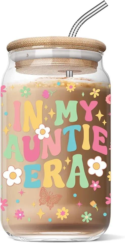 Birthday Mothers Day Gifts for Auntie from Niece, 16 Oz Can Coffee Glass