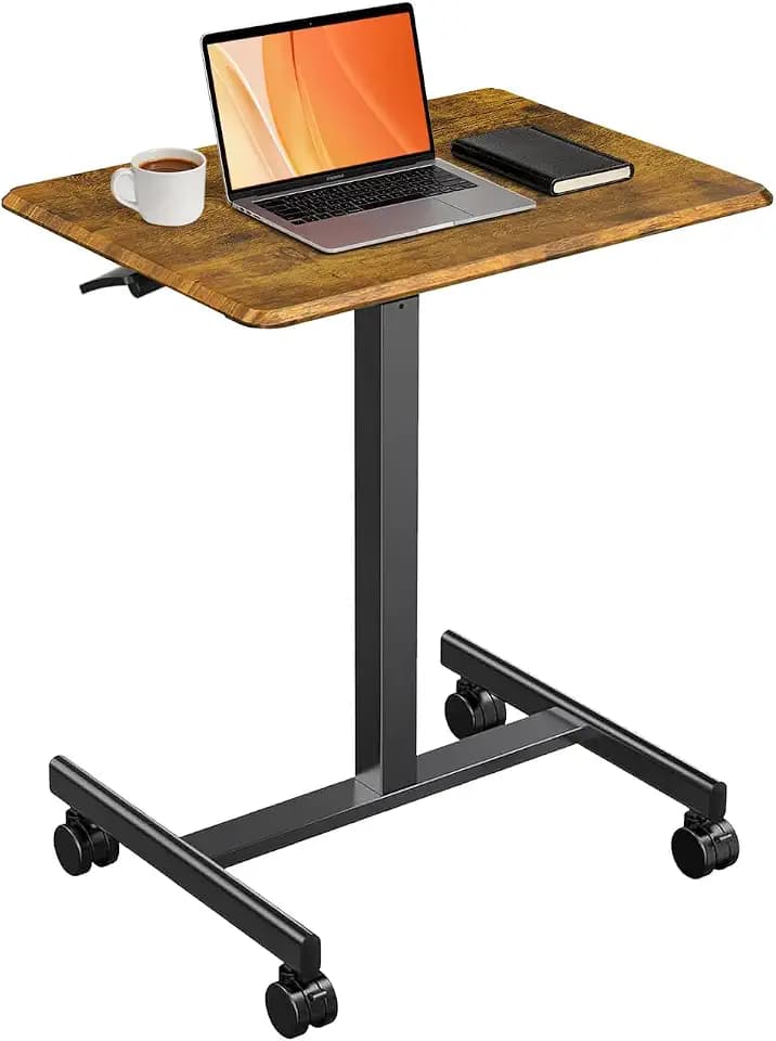 Mobile Standing Desk with Wheels, Small Rolling Desk Adjustable Height