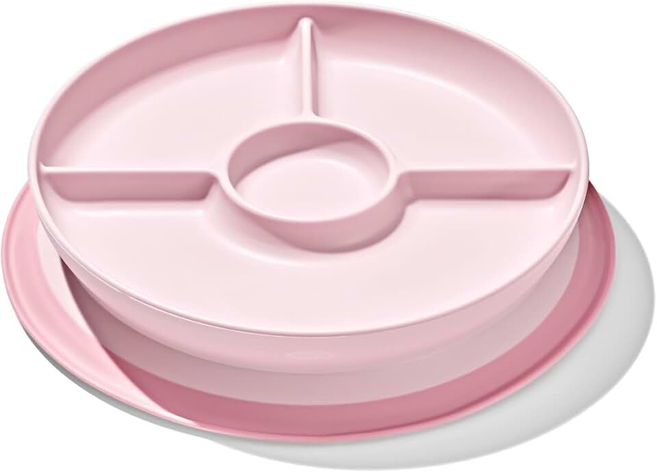 OXO Tot Stick and Stay Suction Divided Plate - Blossom