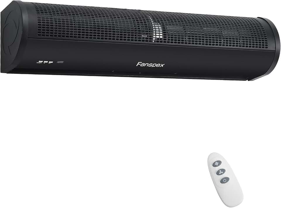 Fanspex 36" Wall Mounted Air Curtain for Home Garage Shop Restaurant, Black