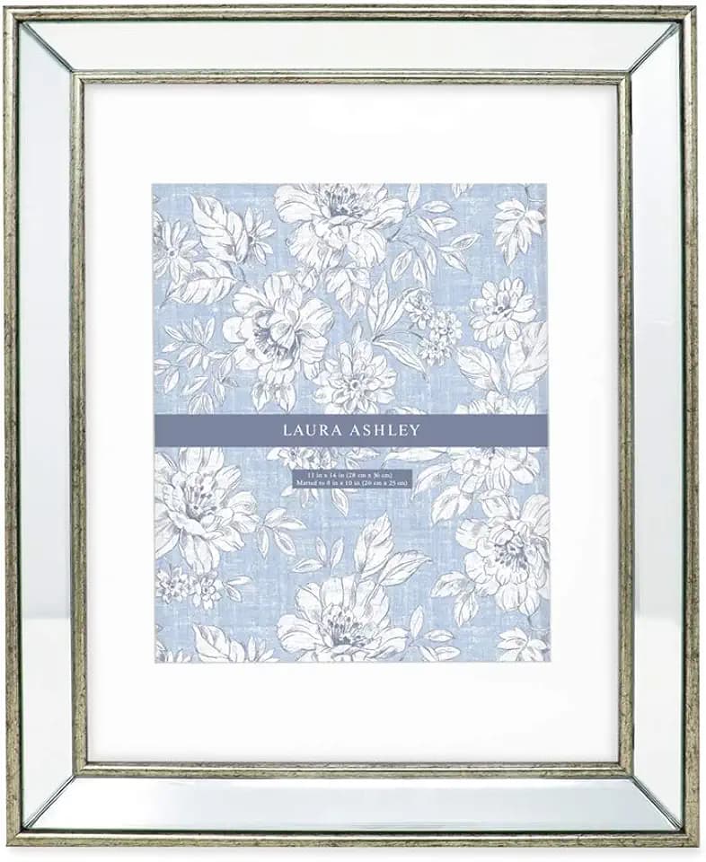 Laura Ashley 11x14 (Matted 8x10) Silver Beveled Mirror Picture Frame