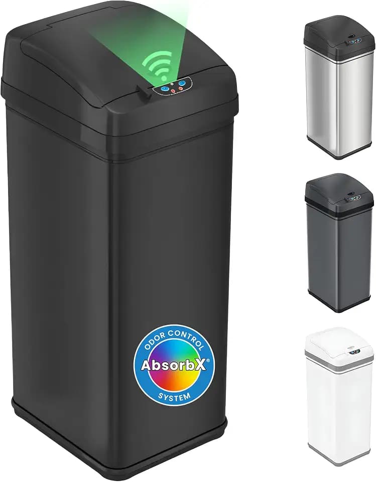 iTouchless 13 Gallon Sensor Trash Can with Lid | Pet Lock and Odor Filter