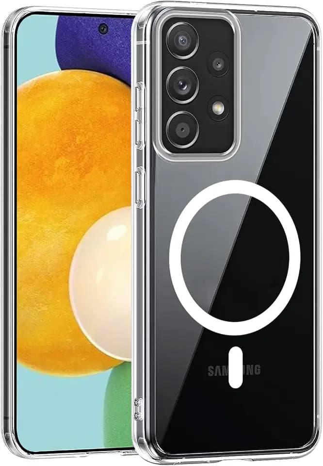 Tawarror Magnetisch Handyhülle für Samsung Galaxy A53 5G Hülle, Transparent Schutzhülle für Samsung A53 5G, Hart PC Rückseite Kratzfest + TPU Bumper Stoßfest Case, Klar