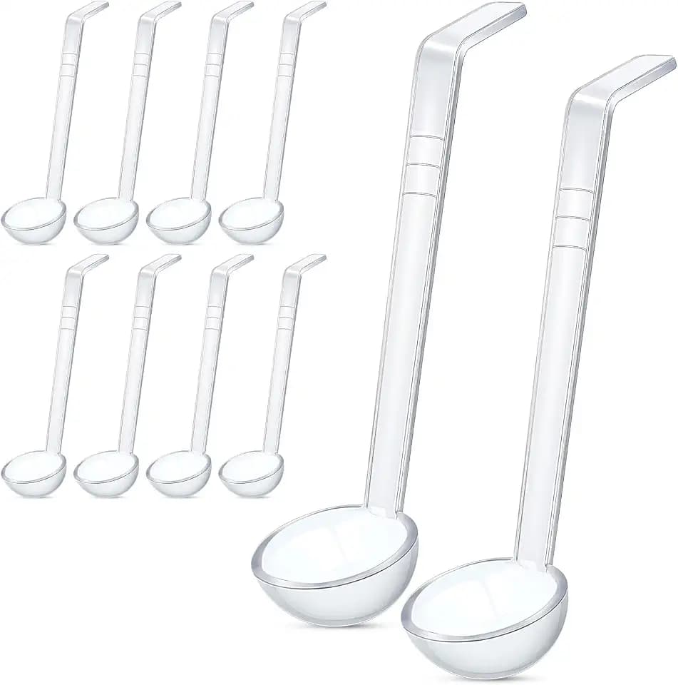 Tioncy 10 Pcs 1 oz Small Ladle 7.1 Inches Long Handle Serving Spoon, Clear