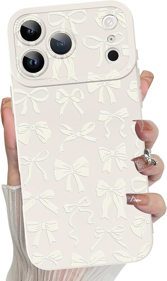 MZELQ for iPhone 17 Pro Max Case 2025 Bow Paint Pattern -White