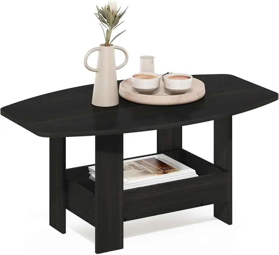 Furinno Simple Design 2-Tier Coffee Table with Lower Shelf, Espresso