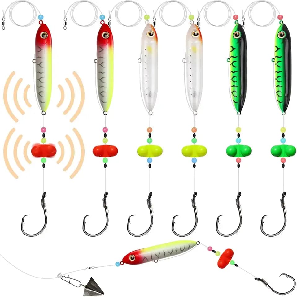 Dovesun Catfish Float Rigs with Catfish Rattles Rattling Catfish Tackle for Bank Fishing Santee Rig 6PCS