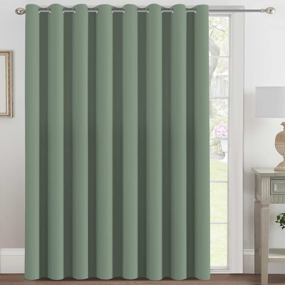 H.VERSAILTEX Blackout Patio Curtains 100 x 96 Inches for Sliding Door Extral Wide Blackout Curtain Panels Thermal Insulated Room Divider - Grommet Top, 8' Tall by 8.5' Wide - Green Bay