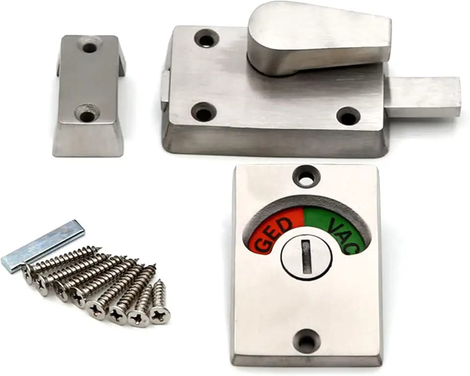 Vacant Occupied Bathroom Lock Zinc Alloy Restroom Door Lock Latch, Silver