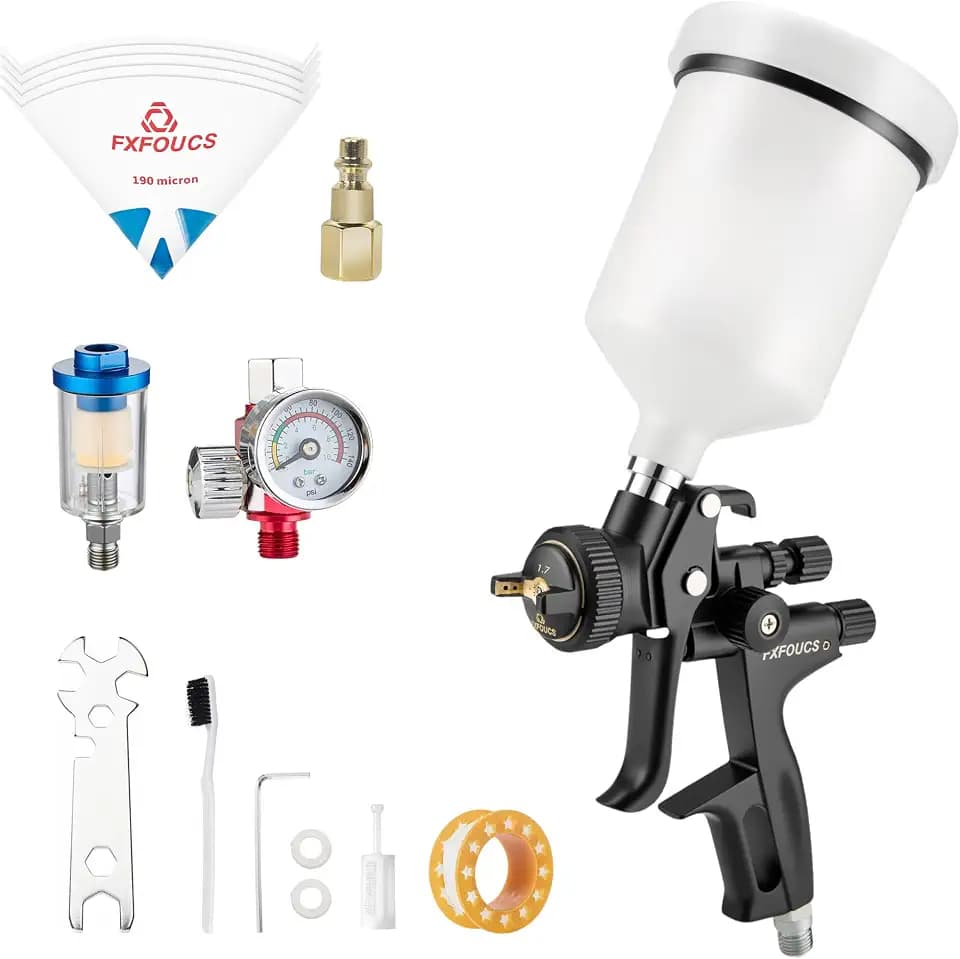 HVLP Air Spray Gun Kit 1.7mm, Professional Automotive Paint Sprayer