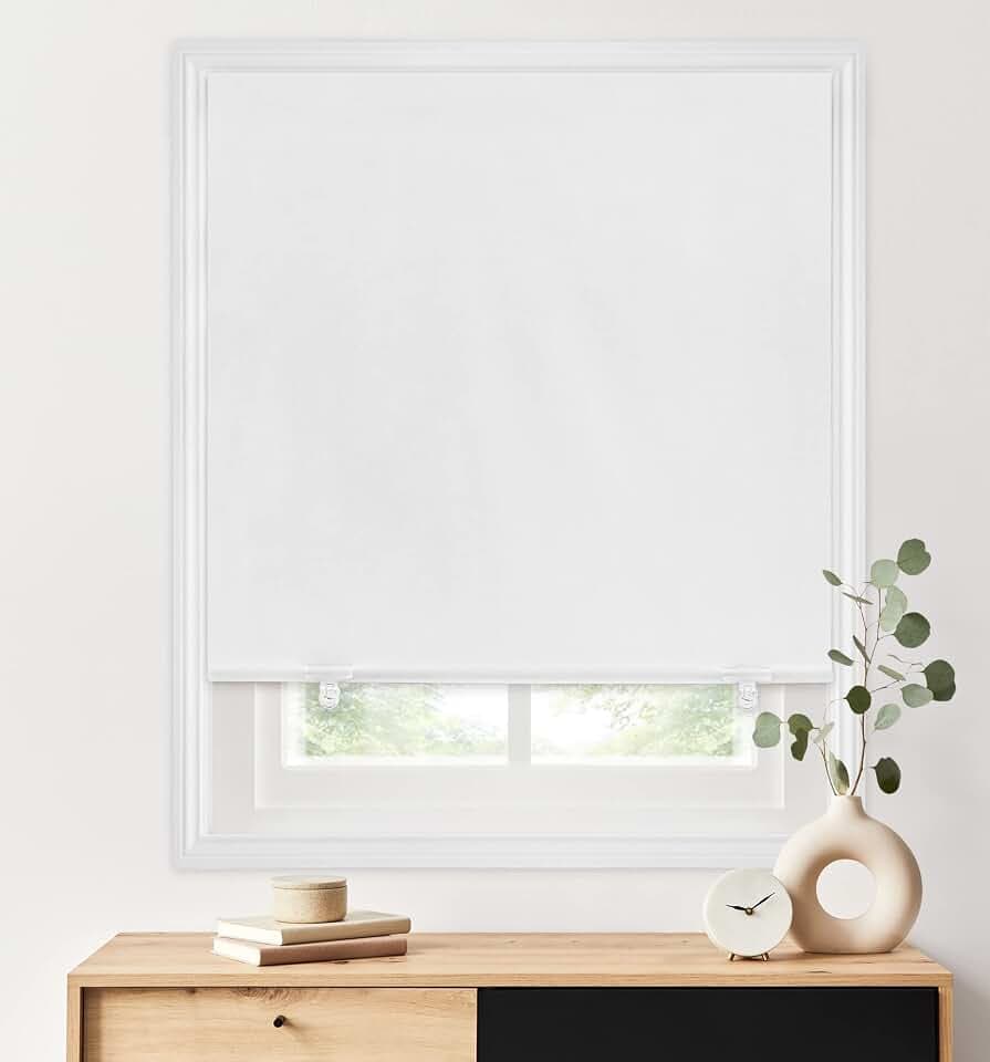 LazBlinds 100% Blackout Roller Shades, 48"x72", White
