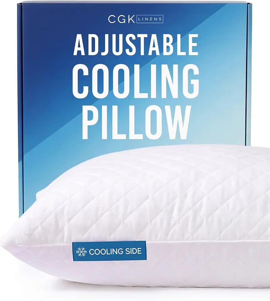 Adjustable Cooling Pillow Standard Size, Arrives Full, Customizable Fill