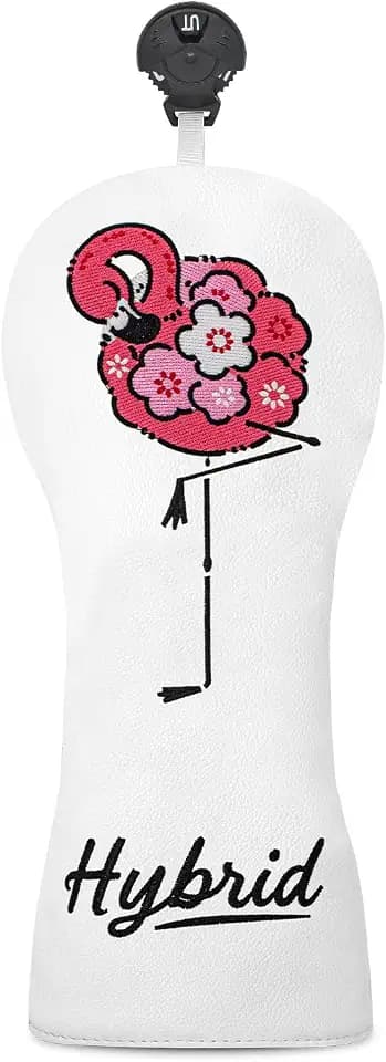 Flamingo Cherry Blossom Golf Club Head Covers Set, Driver Fairway Wood Hybrid Headcover, Cute Golf Accessories for Men Women