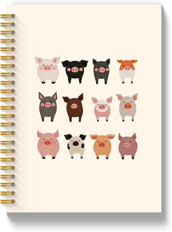 Pig Gifts Notebook Journal 5.5x8.3, Animal Lover Gift Hardcover Notebook for Work, Pig Gifts for Women Men, Cute Pigs Stuff Journals for Writing