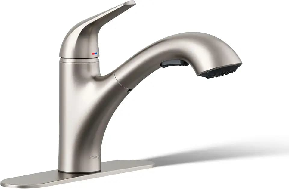 KOHLER 30612-VS Jolt Pull-Out Kitchen Sink Faucet, Two-Function Sprayhead, Touch Control, 1.5 GPM, Sleek Design, Vibrant Stainless
