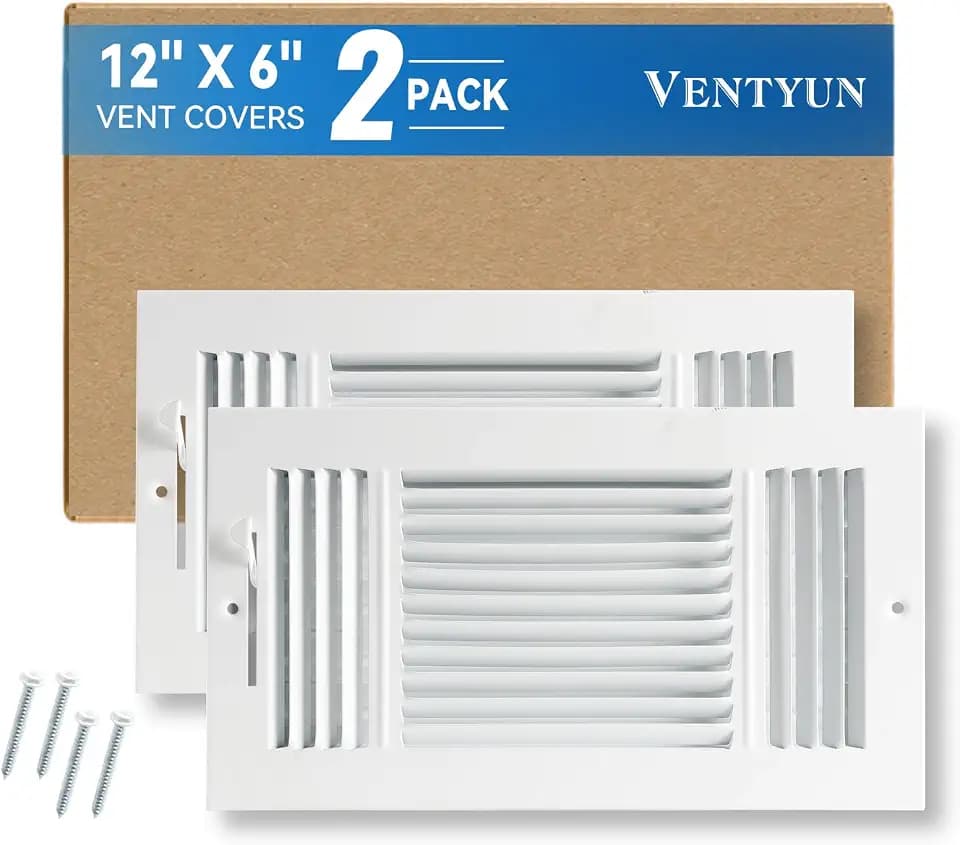 2Pack 12×6 Air Vent Cover for Wall Ceiling, Steel Return Air Grille