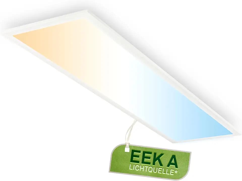 BRILONER - LED Panel mit EEK A Lichtquelle, 12,6W, 2860lm, Fernbedienung, dimmbar, CCT warmweiß bis kaltweiß, LED Lampe, Deckenleuchte, Wohnzimmerlampe, Deckenlampe, Flurlampe, 100x25x6 cm, Weiß