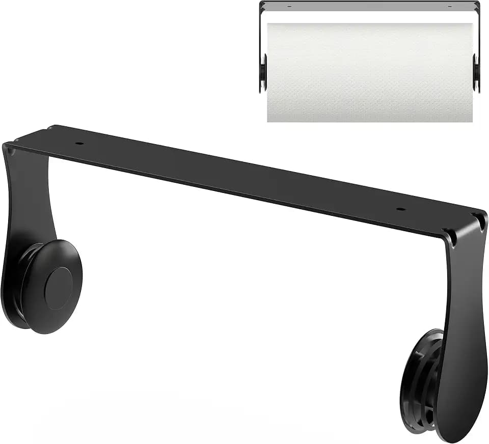 Paper Towel Holder Under Cabinet, One-Hand Tear, Wall Mount or Adhesive
