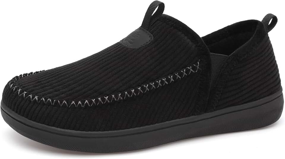 LeIsfIt Men's Slippers Wide Memory Foam House Shoes Moccasin Slip-On Cozy Loafer Slippers for Indoor & Outdoor