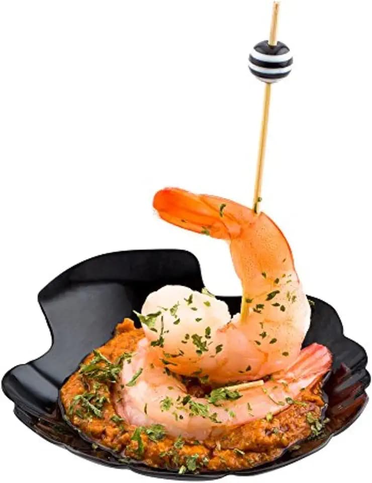 Restaurantware 3.3 Inch Shell Appetizer Plate 100 Disposable Plastic Appetizer Plate - Sturdy Shell-Shaped Black Plastic Cocktail Plates Perfect For Serving Amuse Bouche And Hors D'oeuvres