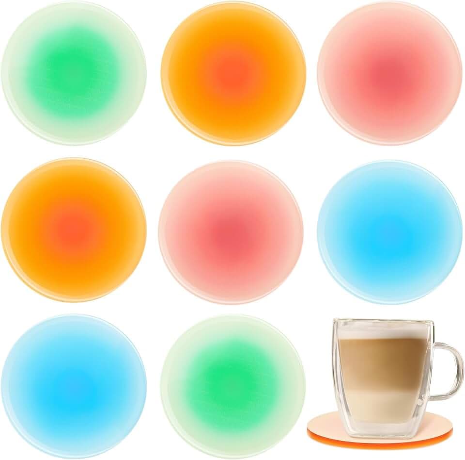 Irenare 8 Pieces Colorful Acrylic Coaster 3.9 Inches, Classic Series