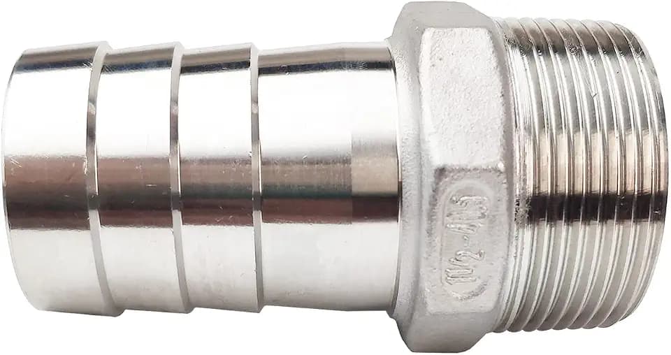 1-1/2" Male Thread to OD 40mm Barb Hose Pipe Fitting Tail Connector, Stainless Steel 304 NPT