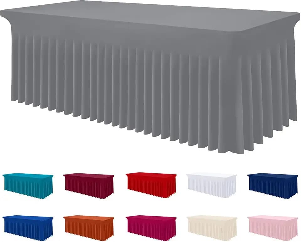 Smiry Spandex Elastic Fitted Table Cloth Skirt for 5FT Rectangle Table