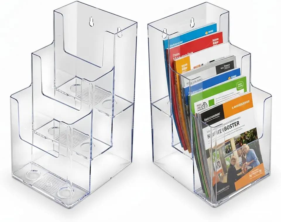 Azar Displays 252033 Three-Tier, Three-Pocket Trifold Brochure Holder