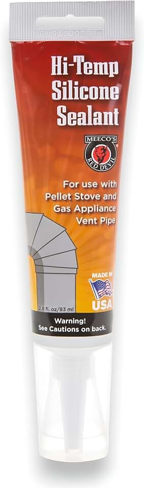 Meeco's Red Devil 600B Black High-Temperature Silicone Sealant for Pellet Stove Flues & Gas Vent Pipes (2.8 fl oz) - Ready to Use - Made in the USA