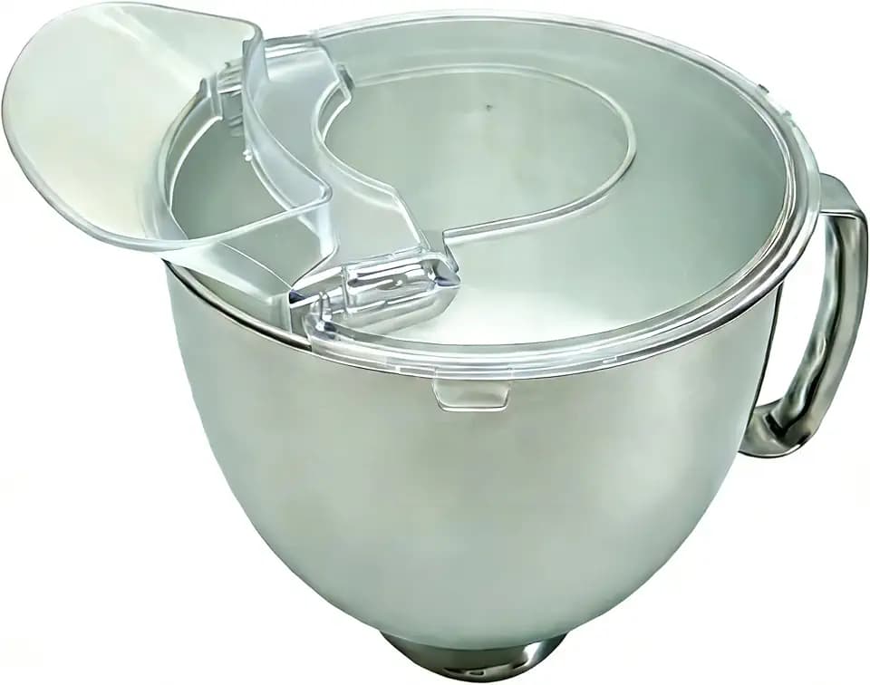 5 Quart Stainless Steel Mixing Bowl with Upgrade Pouring Shield,Compatible with all KitchenAid 4.5-5 Quart Artisan Mixer, Silver KSM150, RRK150, KSM100, K45SS, KSM75, KSM90, KSM95, K45(5 Quart)