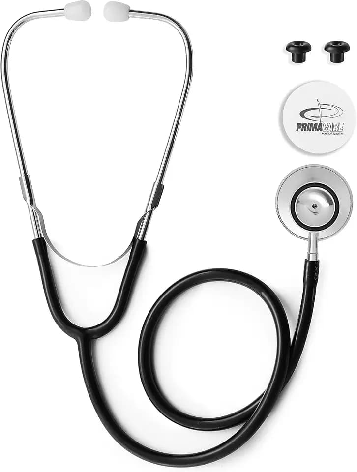 PrimaCare DS-9290-BK Adult Size 22" Stethoscope for Diagnostics and Screening Instrument, Lightweight and Aluminum Double Head Flexible Stethoscope, Black