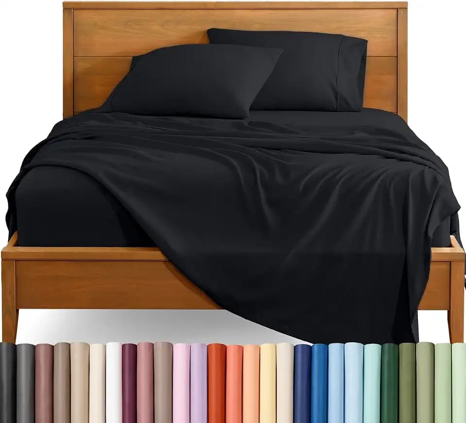 Bare Home Queen Sheet Set - 1800 Ultra-Soft (Queen, Black)