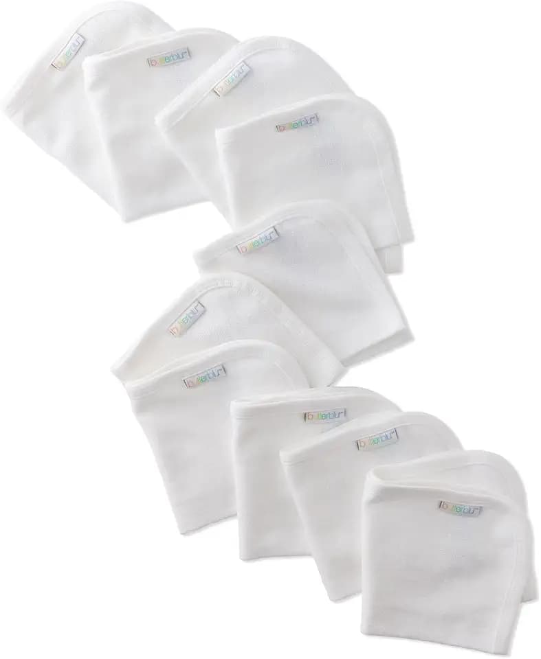 Butterblu River 10-Pack Baby Terry Washcloths 100% Organic Cotton Absorbent for Baby and Toddler Boys & Girls, White, One Size