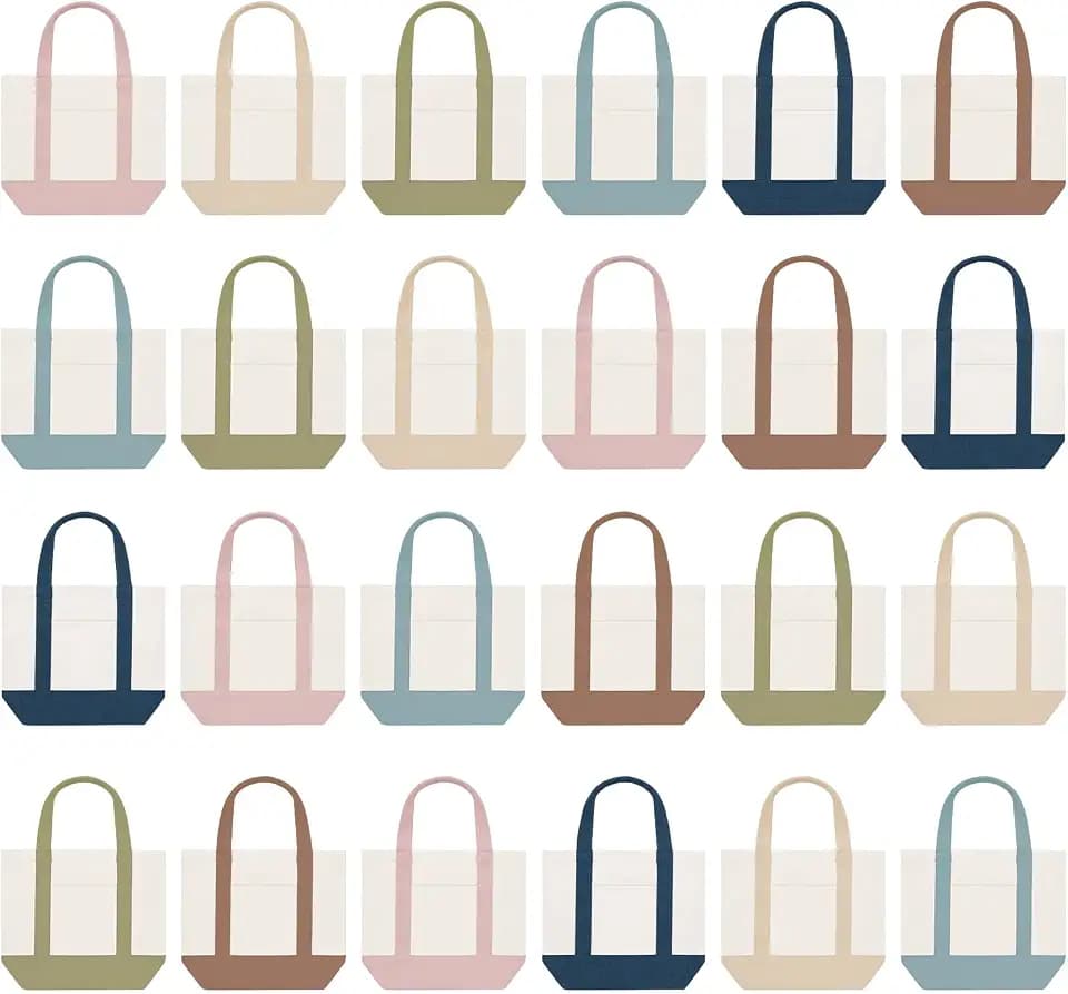 Eccliy 12 Pcs Mini Canvas Tote Bags, 13" X 11" X 6", Morandi Color