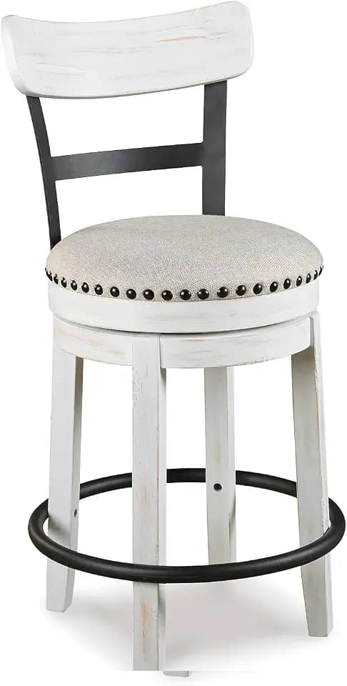 Signature Design by Ashley Valebeck Swivel Counter Height Bar Stool, White