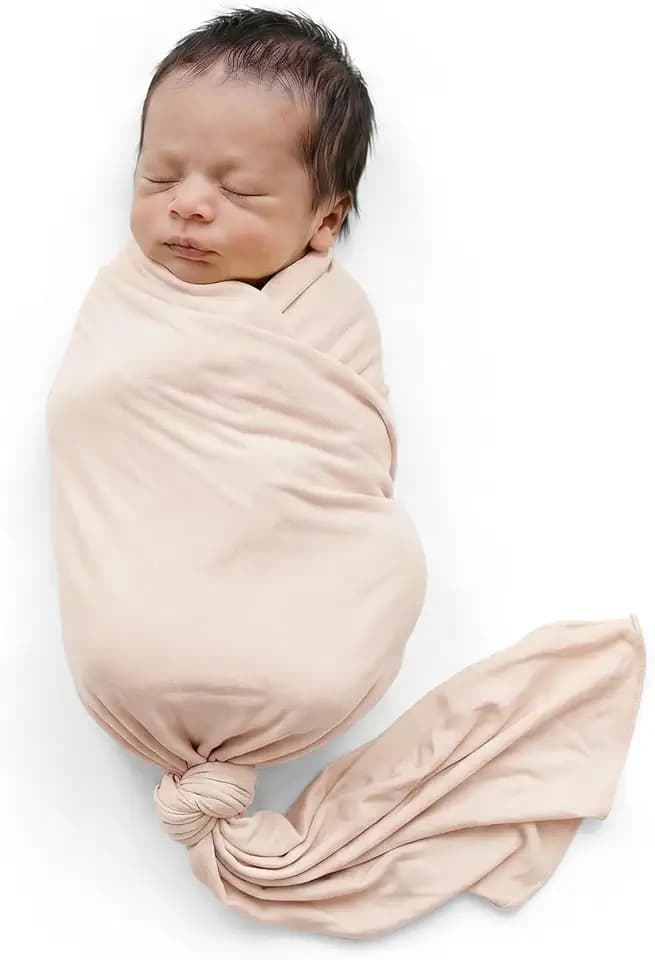 Baby Swaddle Blanket 46x46in – Soft Breathable Lightweight Stretchy Receiving Blanket for Unisex Newborn, Sand