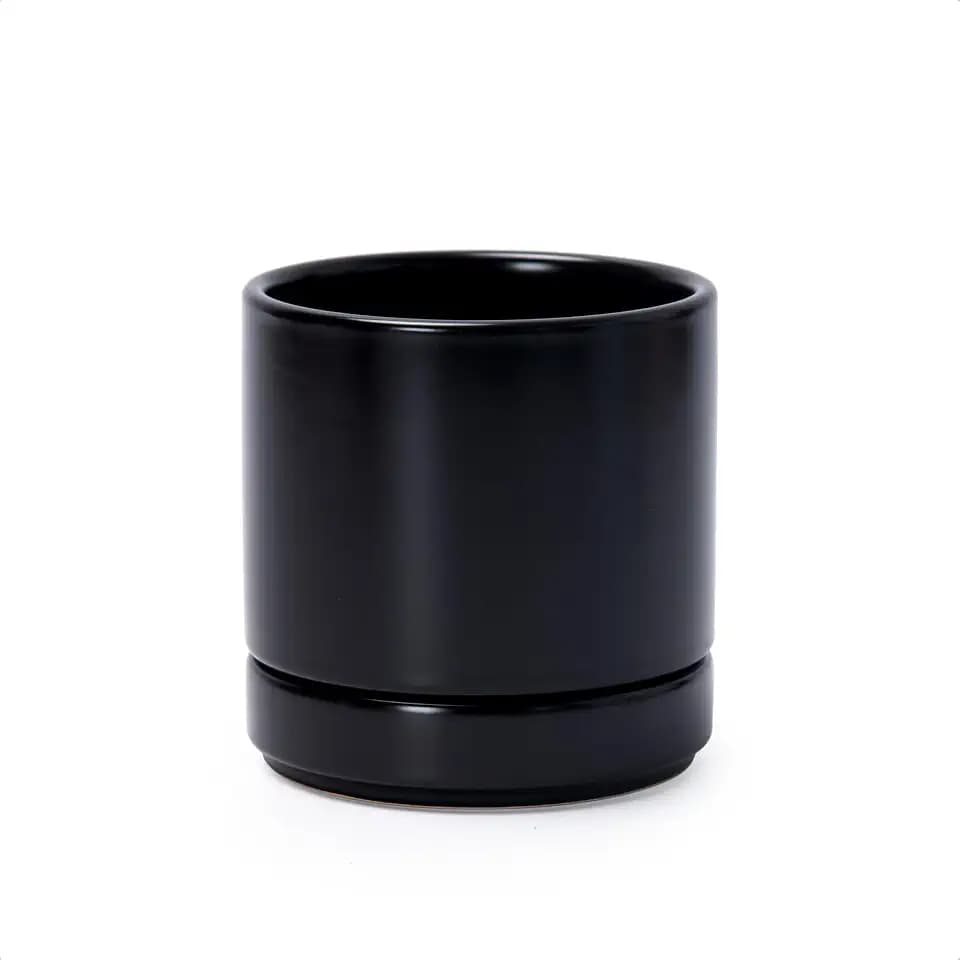D'vine Dev 4.7 Inch Ceramic Planter Pot, Black, 94-O-B-2