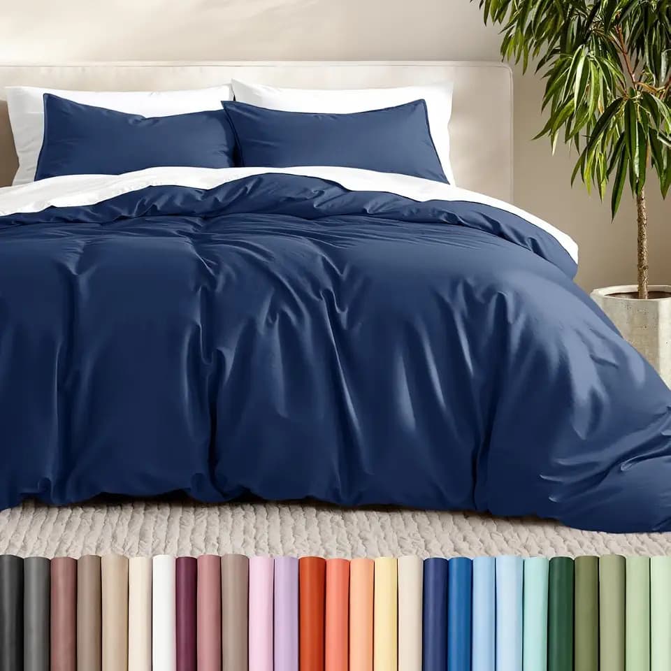 Bare Home Duvet Cover Set 1800 Ultra-Soft (Twin/Twin XL, Dark Blue)