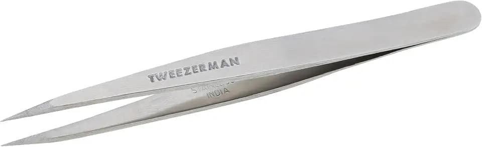 Tweezerman Steel Point Tweezer, Silver, 2 x 6 inches, Modern, Professional Quality for Eyebrow Precision, Facial and Ingrown Hair Removal