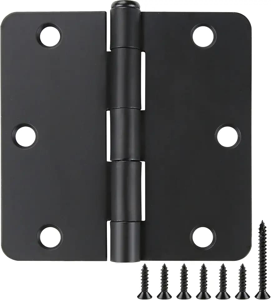 Matte Black Door Hinges 3.5 inch with 1/4" Radius Corners 30 Pack