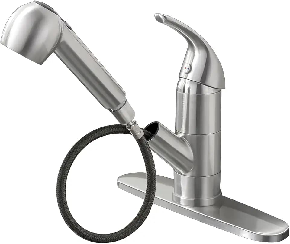 Kitchen Faucet with Pull Out Sprayer, Brushed Nickel, Stainless Steel