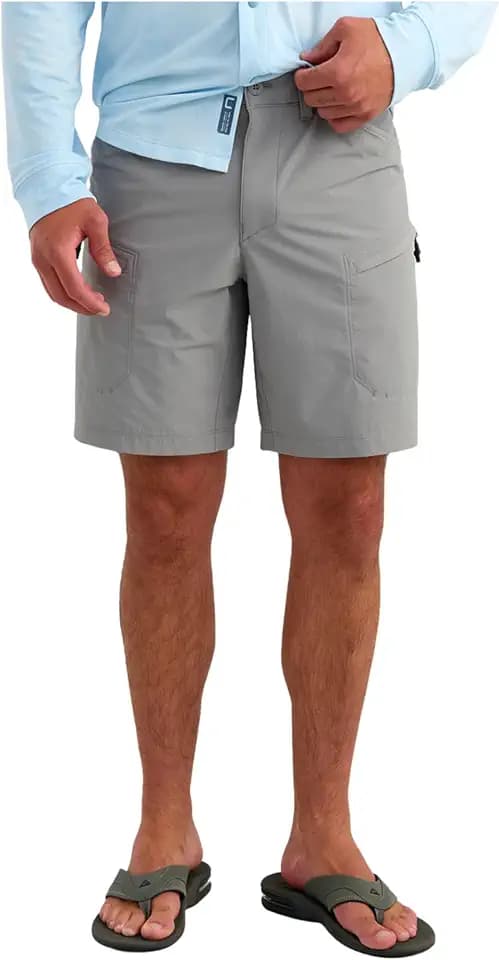 HUK Men's Watershed Fishing Short, UPF 50+ Stretch DWR Short with Zipper Cargo Pockets and Stealth Drainage