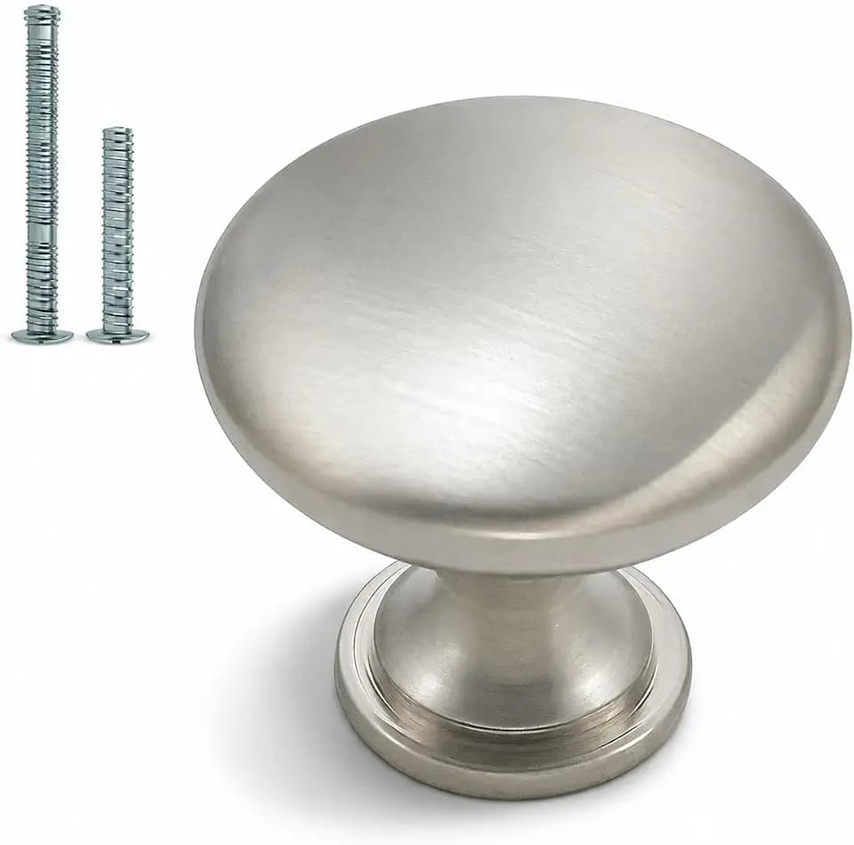 Tuoxinem 9 Pack Round Zinc Cabinet Knobs for Kitchen Bathroom Closet Dresser Cabinets, Solid Brushed Nickel Alloy Dresser Handles (Silver)