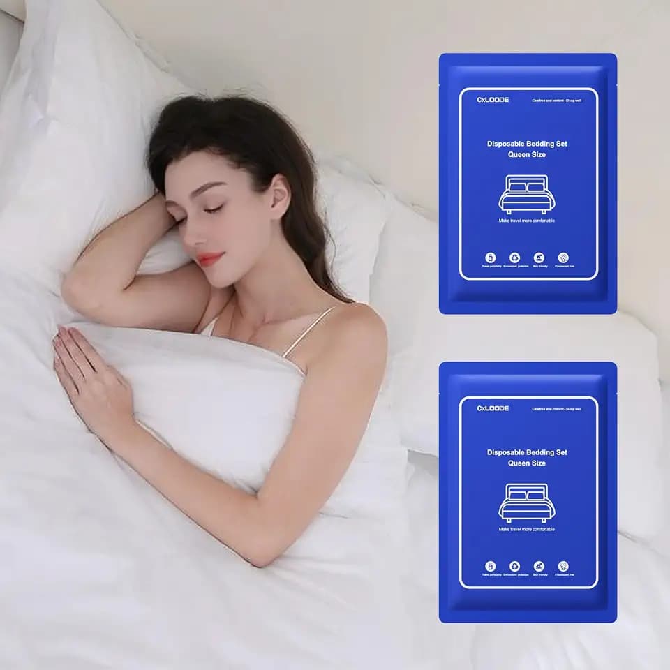 2 Pack Disposable Bed Sheet Queen Size, Disposable Sheet for Travel