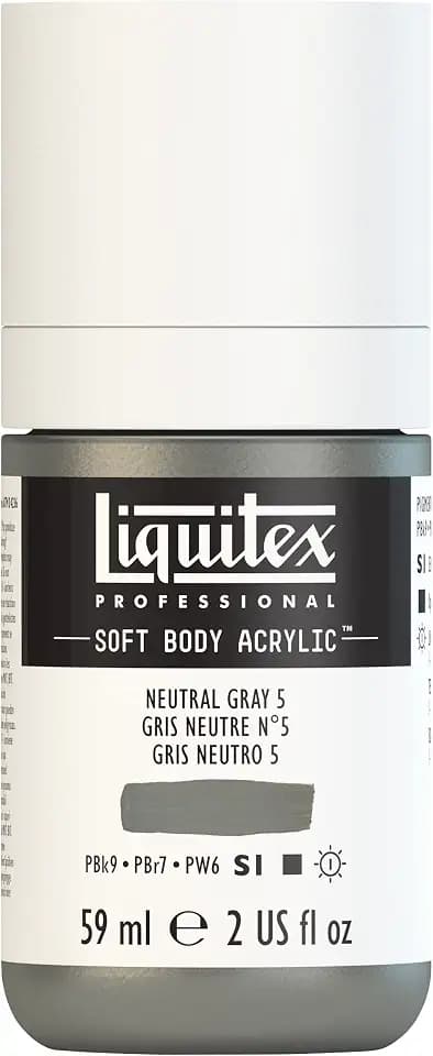 Liquitex Soft Body Acrylic Paint, 2-oz Bottle, Neutral Gray 5