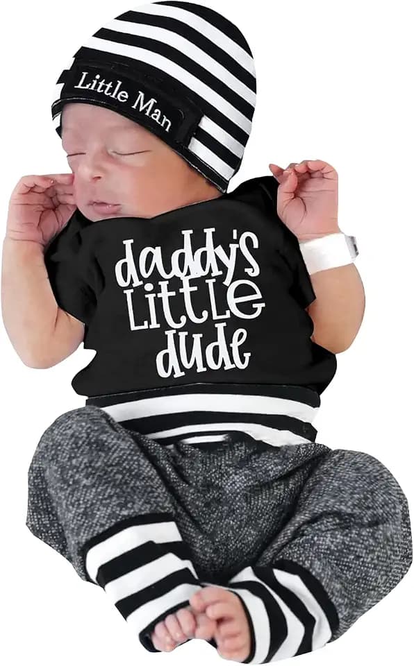 Aoswep Newborn Infant Baby Clothes Long Sleeve Romper + Pants + Hat 3PCS Outfits Set