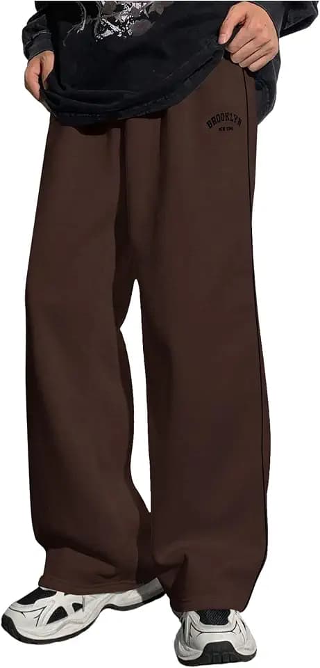 RoseSeek Boy's Letter Wide Leg Baggy Sweatpants Athletic Track Pants Jogger