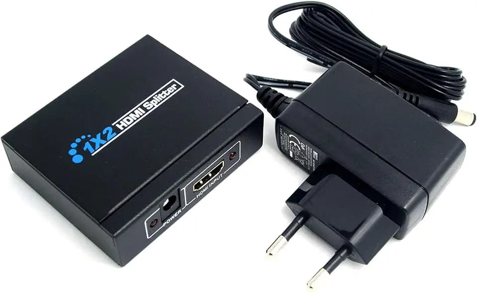 1x2 HDMI Splitter, Full HD 1080P, 1 in 2 Ausgang, HDMI V1.4 geeignet für HD TV PS3 PS4 Blu-ray mit Netzteil