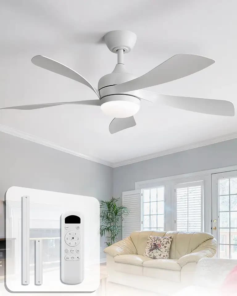 Sofucor 42 Inch Modern Ceiling Fan with Light Indoor/Outdoor White