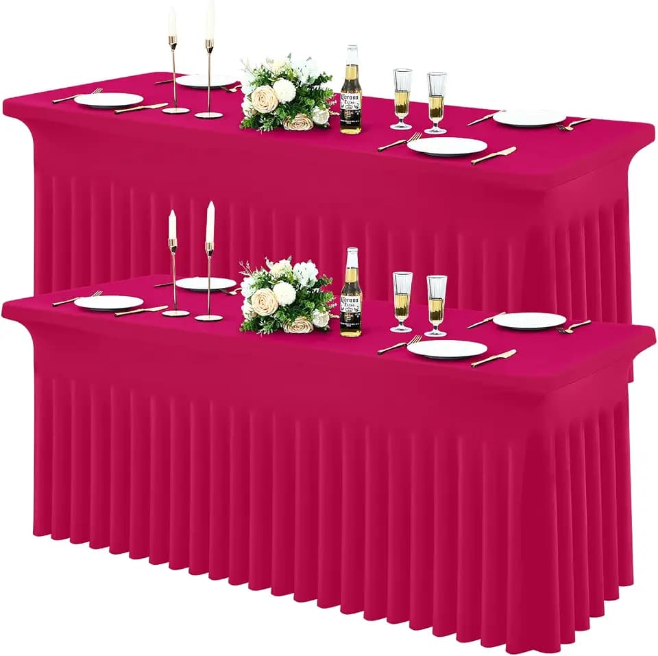 Moosfor 2 Pack Spandex Fitted 6FT Rectangle Tablecloth, Elastic Table Skirt
